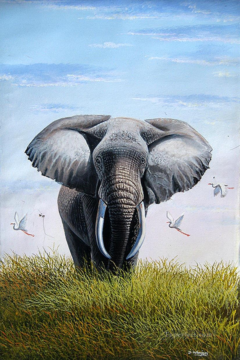 Bull éléphant de l’Afrique Peintures à l'huile